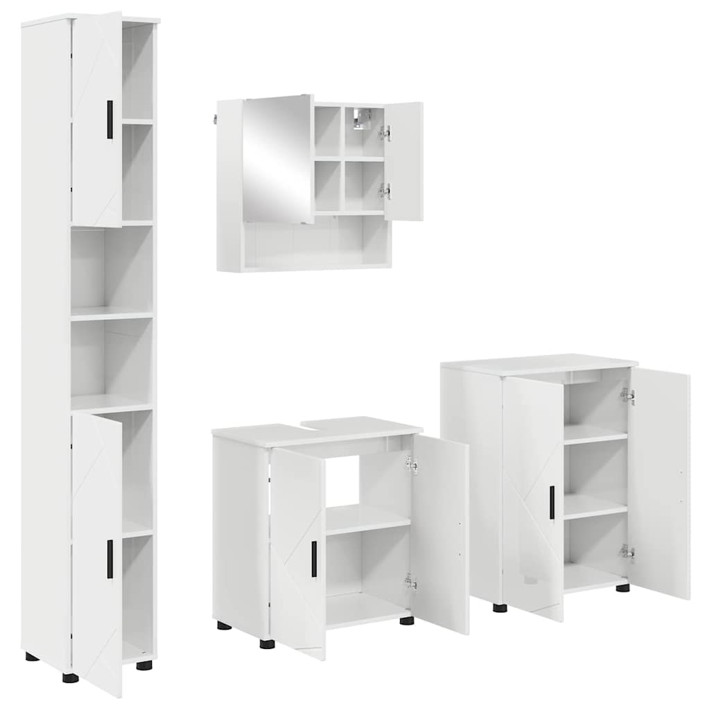 Badezimmermöbel Set 4 pcs Hochglanz-Weiß 61 x 35 x 64 cm
