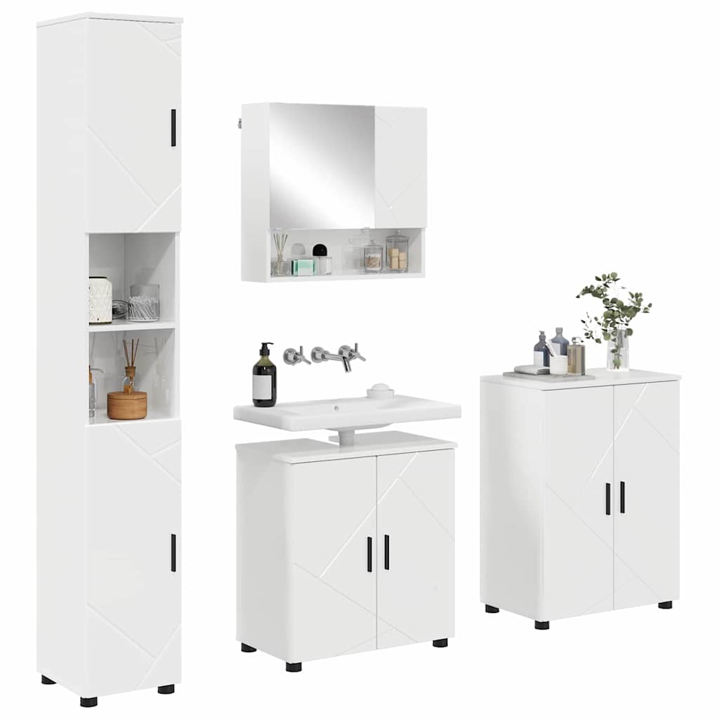 Badezimmermöbel Set 4 pcs Hochglanz-Weiß 61 x 35 x 64 cm