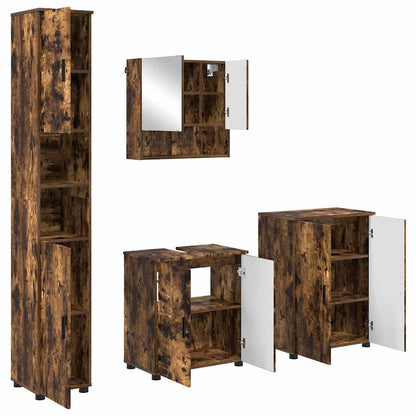 Badezimmermöbel Set mit Tür 4 pcs Räuchereiche 61 x 35 x 64 cm