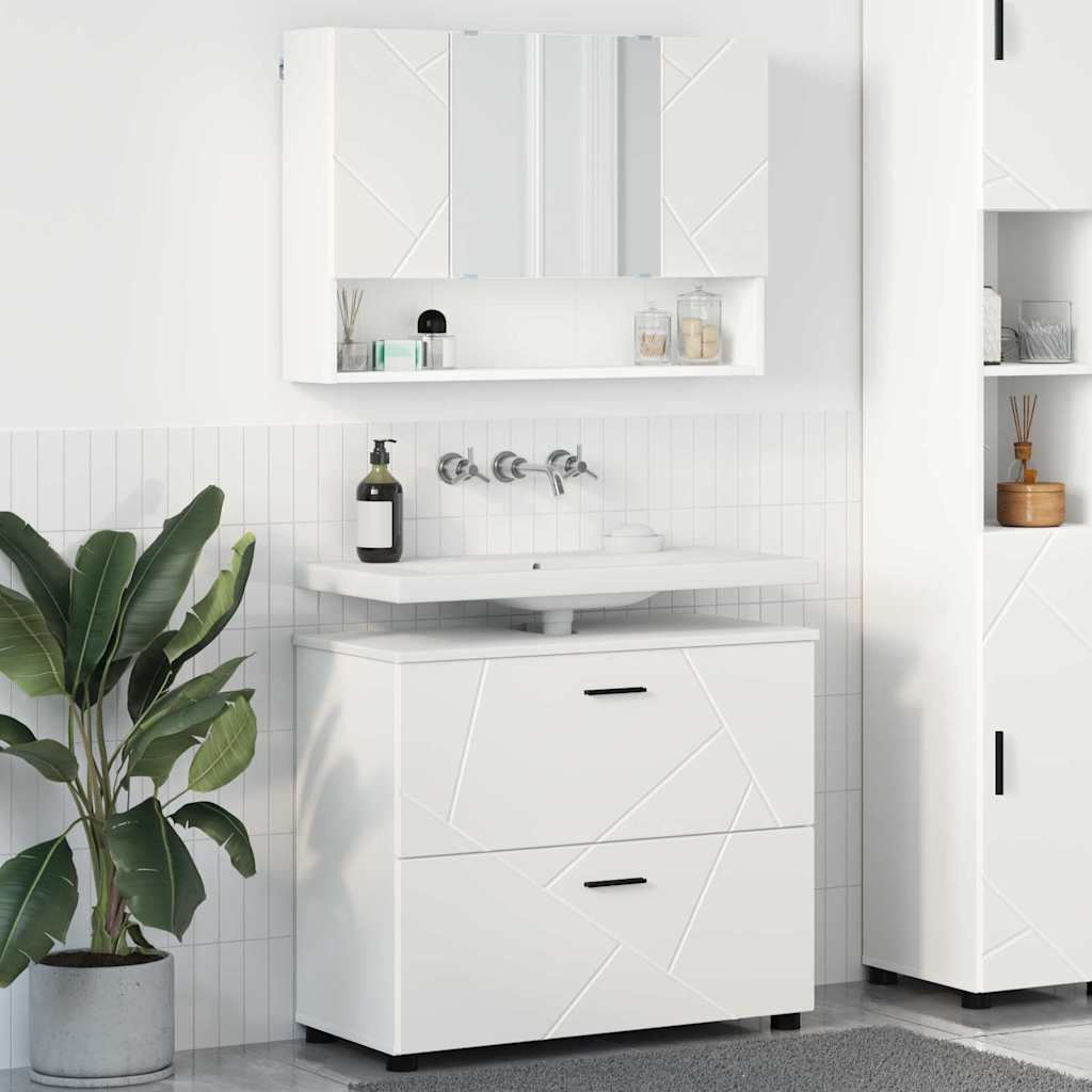 Badezimmermöbel Set 2 pcs Weiß 76,5 x 35 x 64 cm Holzwerkstoff