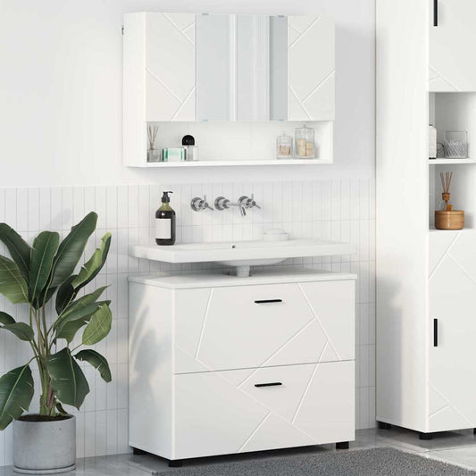 Badezimmermöbel Set 2 pcs Weiß 76,5 x 35 x 64 cm Holzwerkstoff