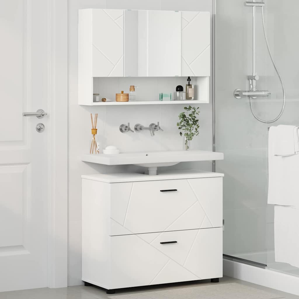 Badezimmermöbel Set 2 pcs Weiß 76,5 x 35 x 64 cm Holzwerkstoff