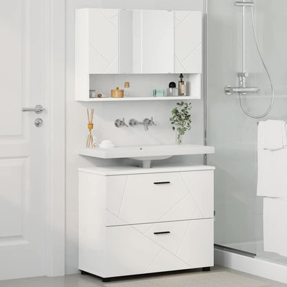 Badezimmermöbel Set 2 pcs Weiß 76,5 x 35 x 64 cm Holzwerkstoff
