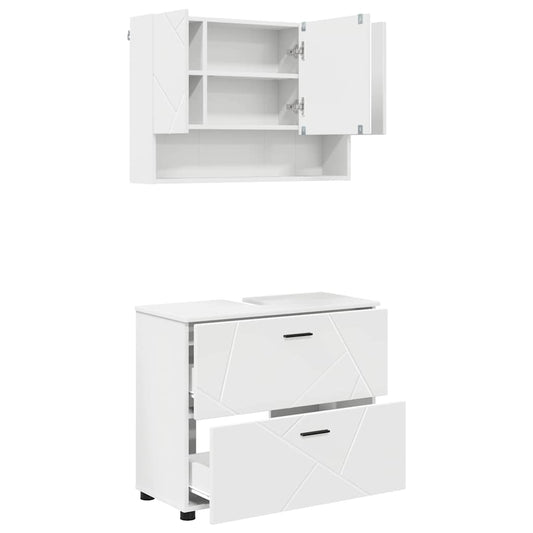 Badezimmermöbel Set 2 pcs Weiß 76,5 x 35 x 64 cm Holzwerkstoff