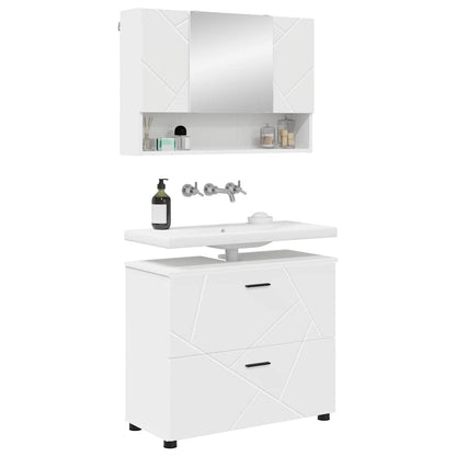 Badezimmermöbel Set 2 pcs Weiß 76,5 x 35 x 64 cm Holzwerkstoff