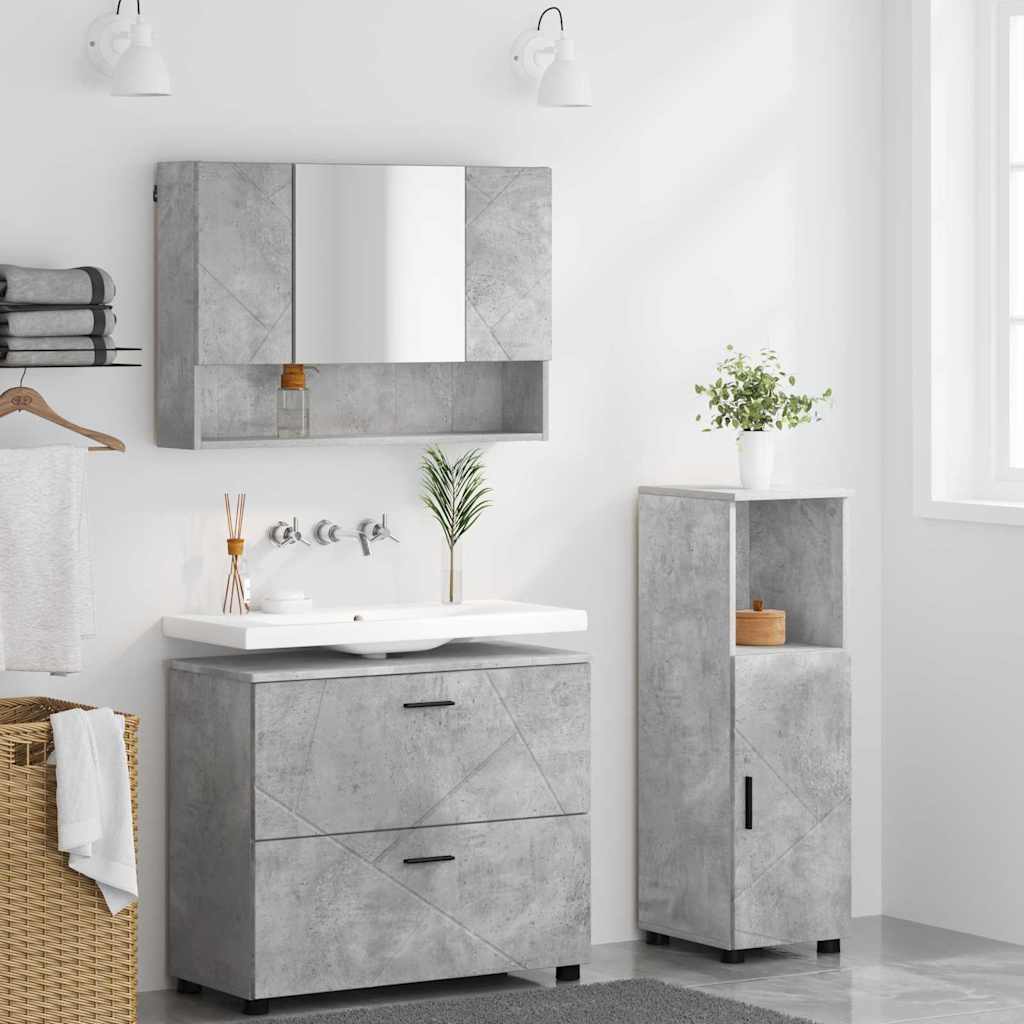 Badezimmermöbel Set mit Regal 3 pcs Betongrau 76,5 x 35 x 64 cm