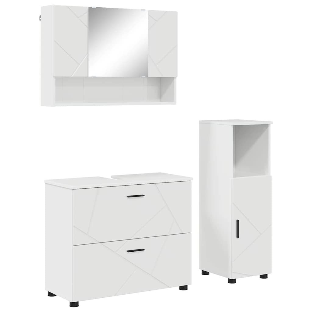 Badezimmermöbel Set 3 pcs Hochglanz-Weiß 76,5 x 35 x 64 cm