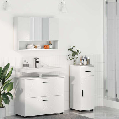 Badezimmermöbel Set 3 pcs Weiß 76,5 x 35 x 64 cm Holzwerkstoff