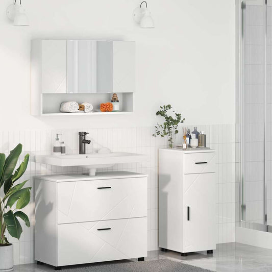 Badezimmermöbel Set 3 pcs Weiß 76,5 x 35 x 64 cm Holzwerkstoff