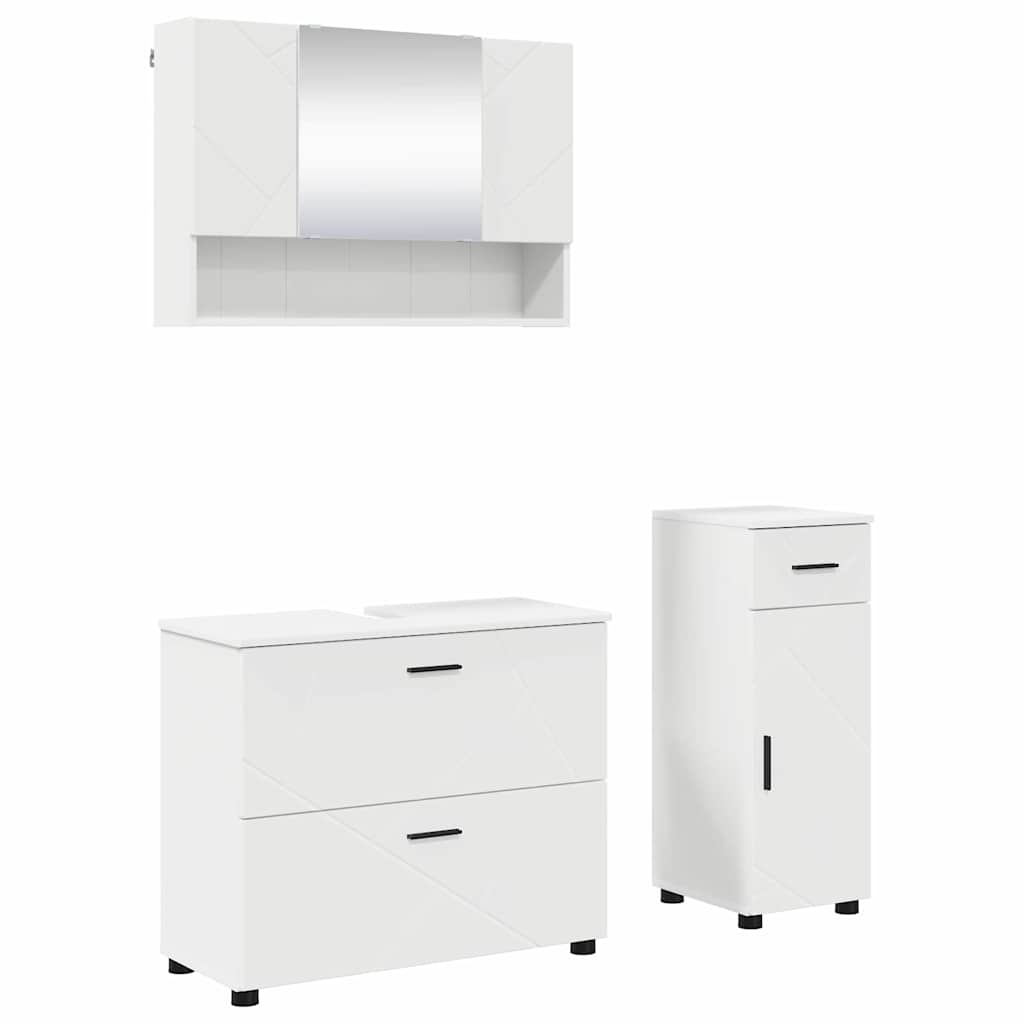 Badezimmermöbel Set 3 pcs Weiß 76,5 x 35 x 64 cm Holzwerkstoff