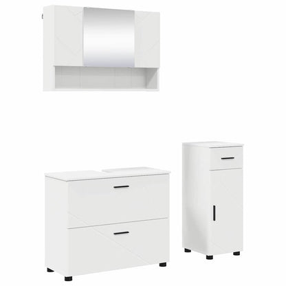 Badezimmermöbel Set 3 pcs Weiß 76,5 x 35 x 64 cm Holzwerkstoff