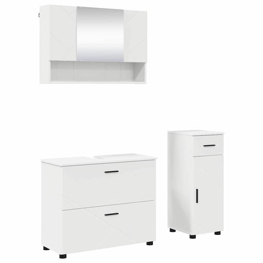 Badezimmermöbel Set 3 pcs Weiß 76,5 x 35 x 64 cm Holzwerkstoff