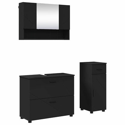 Badezimmermöbel Set mit Regal 3 pcs Schwarz 76,5 x 35 x 64 cm