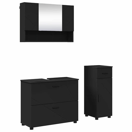 Badezimmermöbel Set mit Regal 3 pcs Schwarz 76,5 x 35 x 64 cm