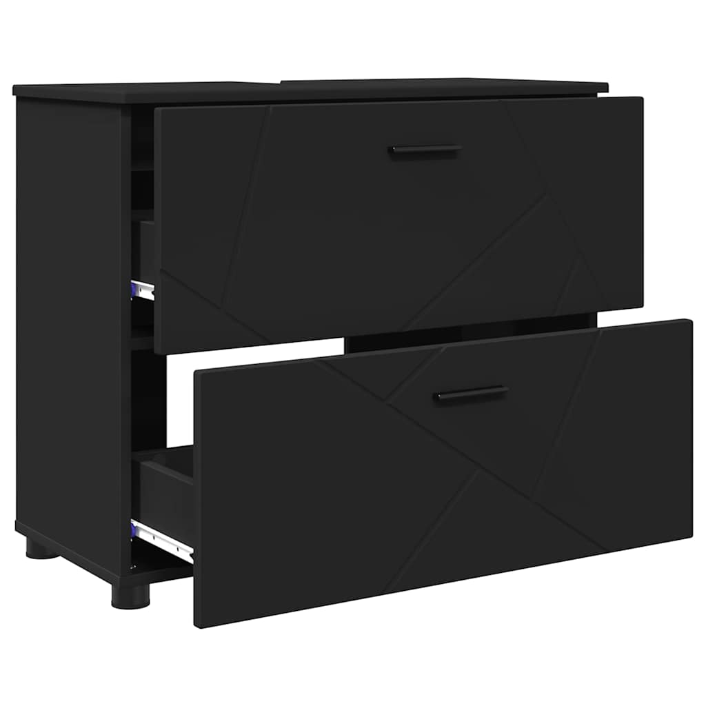Badezimmermöbel Set mit Regal 3 pcs Schwarz 76,5 x 35 x 64 cm