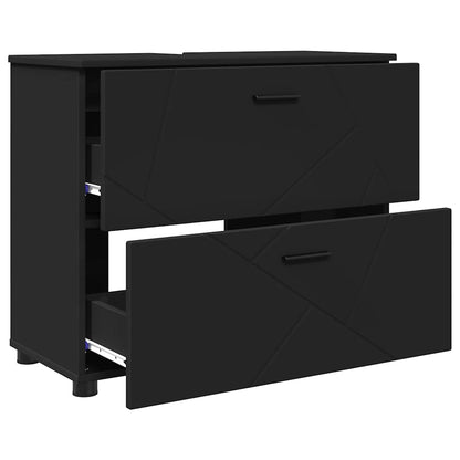 Badezimmermöbel Set mit Regal 3 pcs Schwarz 76,5 x 35 x 64 cm