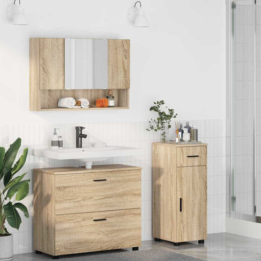 Badezimmermöbel Set 3 pcs Sonoma-Eiche 76,5 x 35 x 64 cm