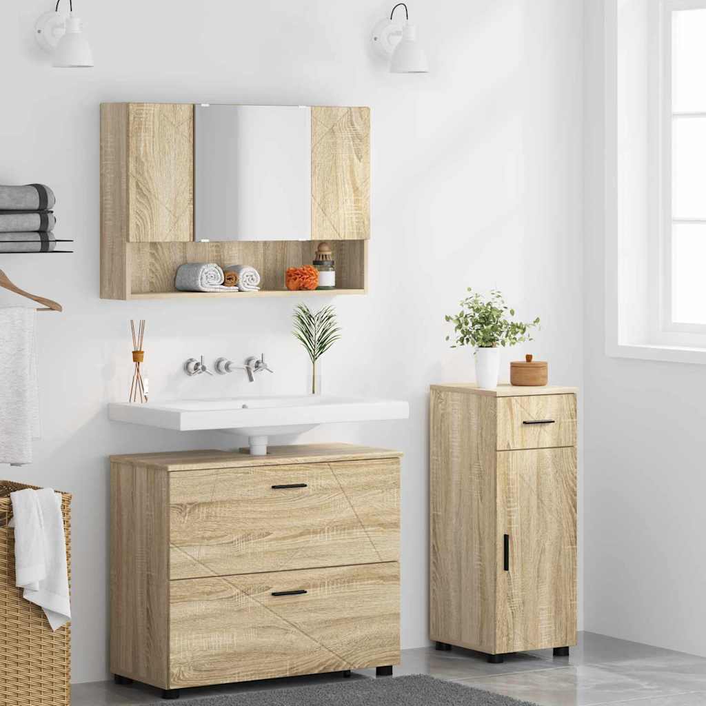 Badezimmermöbel Set 3 pcs Sonoma-Eiche 76,5 x 35 x 64 cm