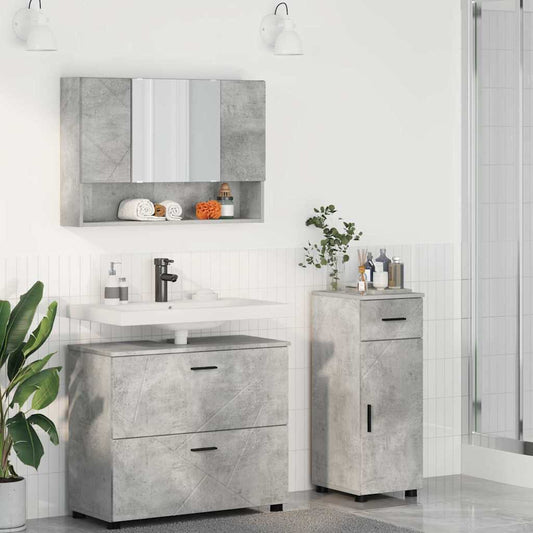 Badezimmermöbel Set mit Regal 3 pcs Betongrau 76,5 x 35 x 64 cm