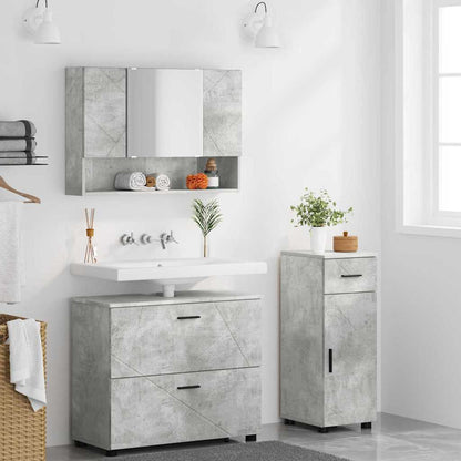 Badezimmermöbel Set mit Regal 3 pcs Betongrau 76,5 x 35 x 64 cm