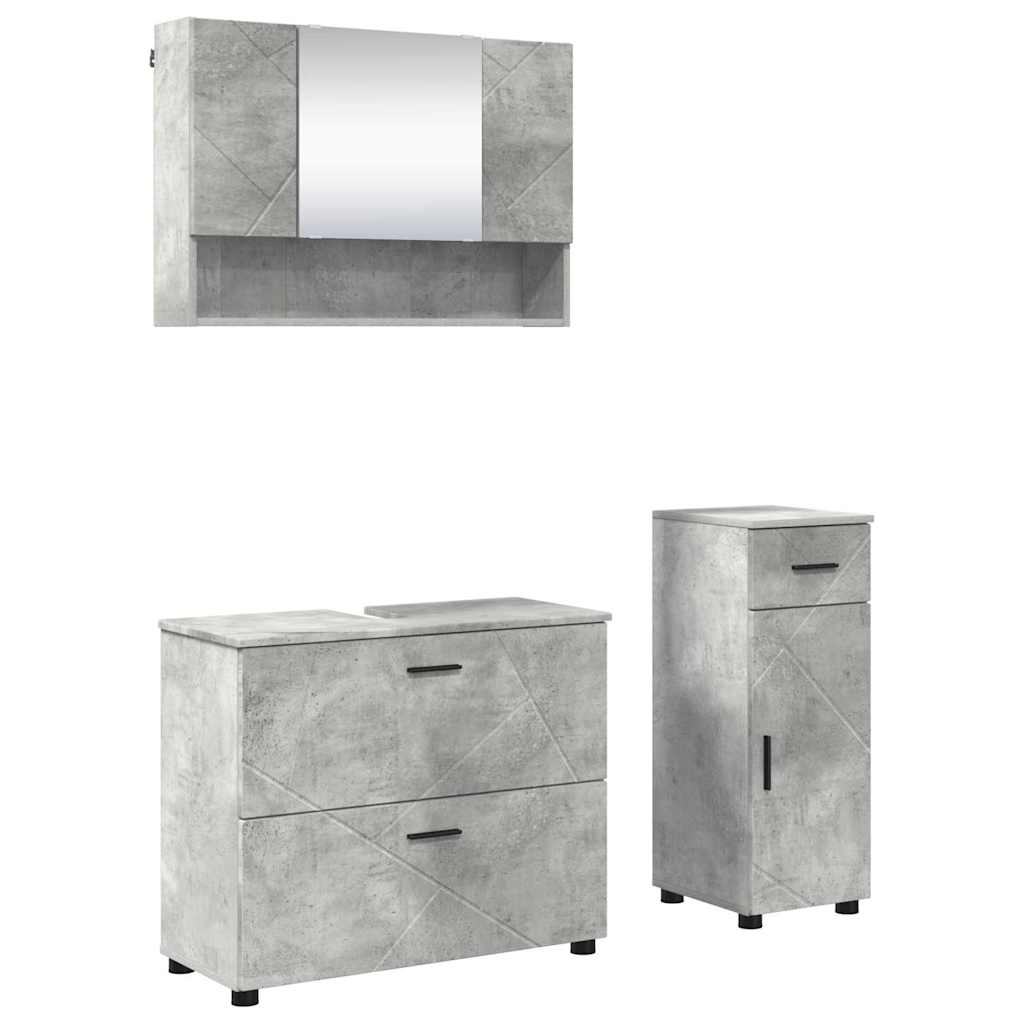 Badezimmermöbel Set mit Regal 3 pcs Betongrau 76,5 x 35 x 64 cm