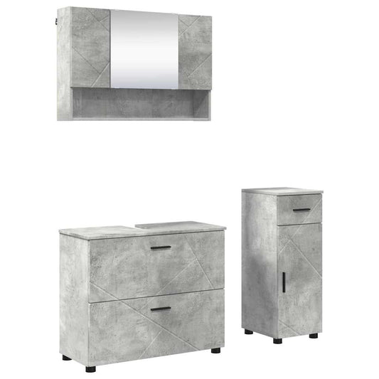 Badezimmermöbel Set mit Regal 3 pcs Betongrau 76,5 x 35 x 64 cm