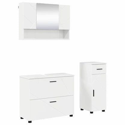 Badezimmermöbel Set 3 pcs Hochglanz-Weiß 76,5 x 35 x 64 cm
