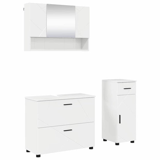 Badezimmermöbel Set 3 pcs Hochglanz-Weiß 76,5 x 35 x 64 cm