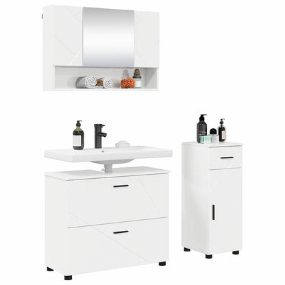 Badezimmermöbel Set 3 pcs Hochglanz-Weiß 76,5 x 35 x 64 cm