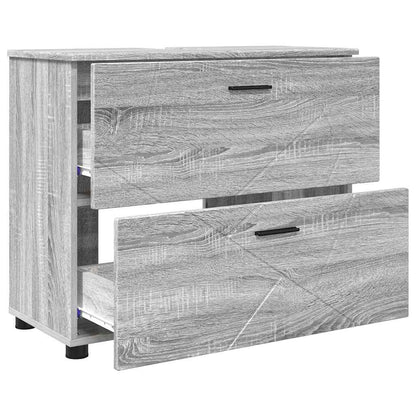 Badezimmermöbel Set mit Tür 3 pcs Grau Sonoma 76,5 x 35 x 64 cm