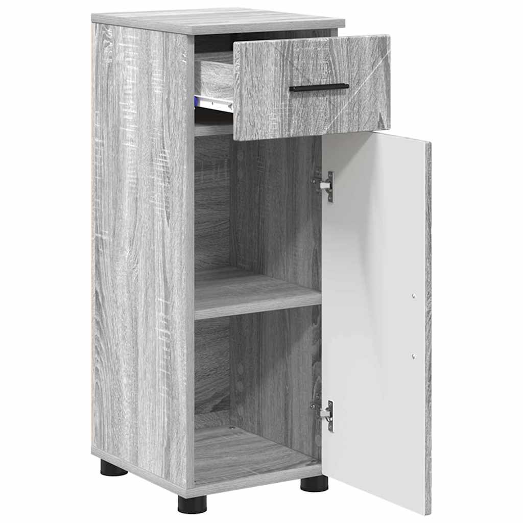 Badezimmermöbel Set mit Tür 3 pcs Grau Sonoma 76,5 x 35 x 64 cm