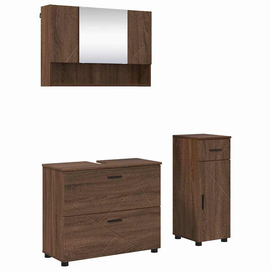 Badezimmermöbel Set 3 pcs Braun Eichen-Optik 76,5 x 35 x 64 cm