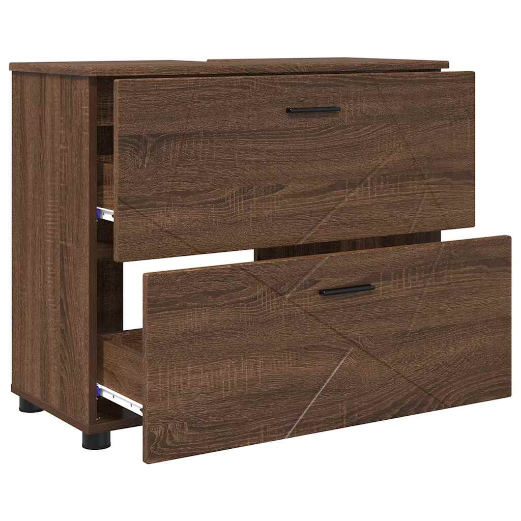 Badezimmermöbel Set 3 pcs Braun Eichen-Optik 76,5 x 35 x 64 cm
