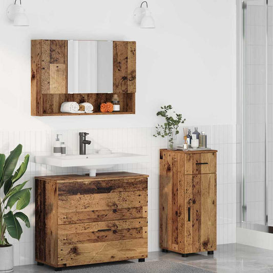 Badezimmermöbel Set mit Regal 3 pcs Altholz 76,5 x 35 x 64 cm