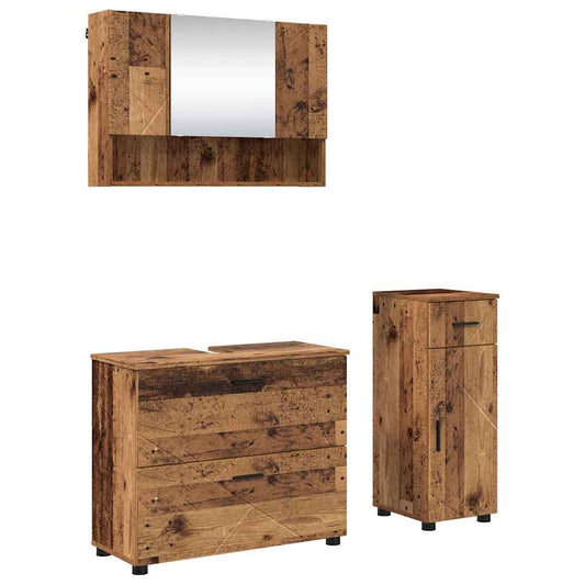 Badezimmermöbel Set mit Regal 3 pcs Altholz 76,5 x 35 x 64 cm