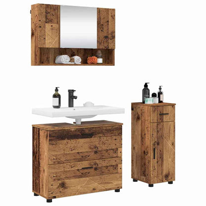 Badezimmermöbel Set mit Regal 3 pcs Altholz 76,5 x 35 x 64 cm