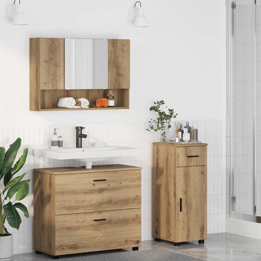 Badezimmermöbel Set 3 pcs Artisan-Eiche 76,5 x 35 x 64 cm