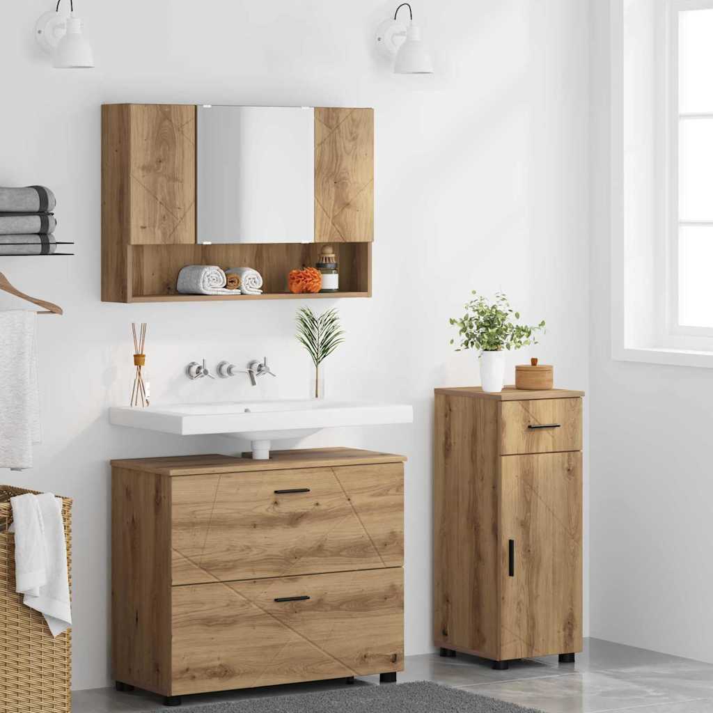 Badezimmermöbel Set 3 pcs Artisan-Eiche 76,5 x 35 x 64 cm