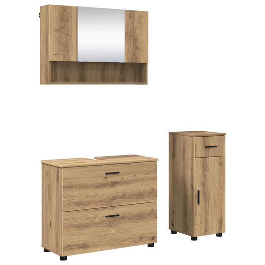 Badezimmermöbel Set 3 pcs Artisan-Eiche 76,5 x 35 x 64 cm