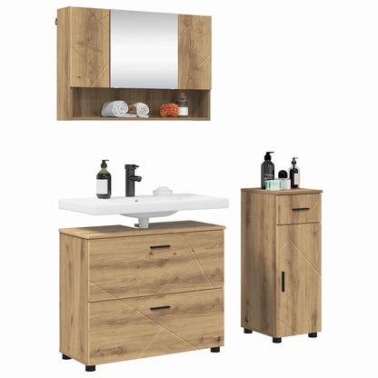 Badezimmermöbel Set 3 pcs Artisan-Eiche 76,5 x 35 x 64 cm