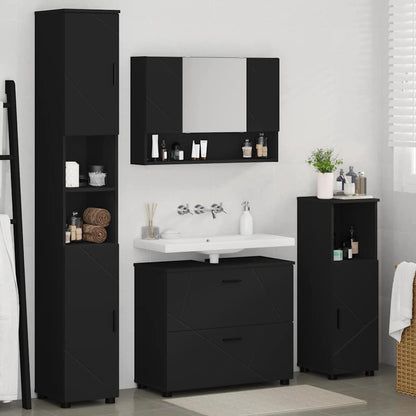 Badezimmermöbel Set mit Regal 4 pcs Schwarz 30 x 35 x 192 cm