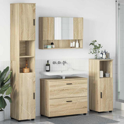 Badezimmermöbel Set mit Tür 4 pcs Sonoma-Eiche 30 x 35 x 192 cm