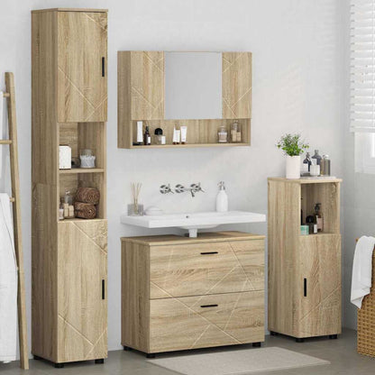 Badezimmermöbel Set mit Tür 4 pcs Sonoma-Eiche 30 x 35 x 192 cm