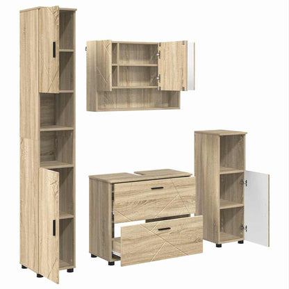 Badezimmermöbel Set mit Tür 4 pcs Sonoma-Eiche 30 x 35 x 192 cm