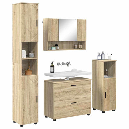 Badezimmermöbel Set mit Tür 4 pcs Sonoma-Eiche 30 x 35 x 192 cm
