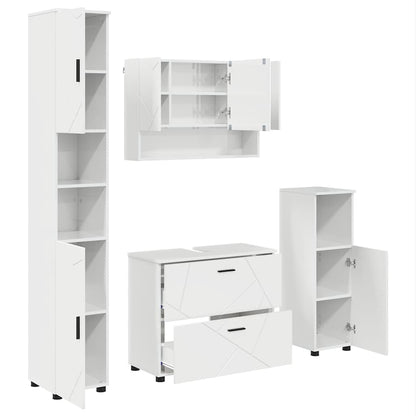 Badezimmermöbel Set 4 pcs Hochglanz-Weiß 30 x 35 x 192 cm