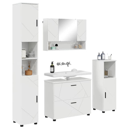 Badezimmermöbel Set 4 pcs Hochglanz-Weiß 30 x 35 x 192 cm