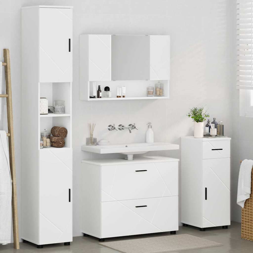 Badezimmermöbel Set 4 pcs Weiß 30 x 35 x 192 cm Holzwerkstoff
