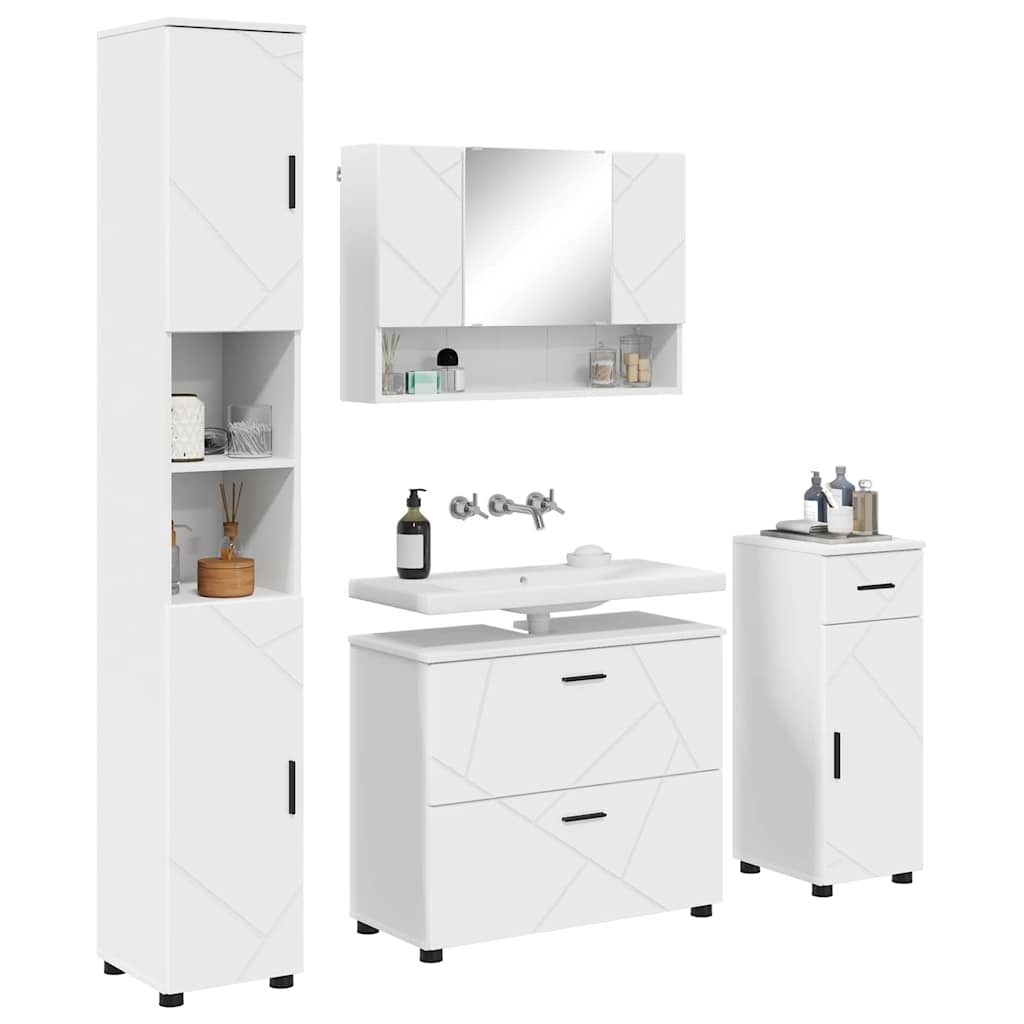 Badezimmermöbel Set 4 pcs Weiß 30 x 35 x 192 cm Holzwerkstoff