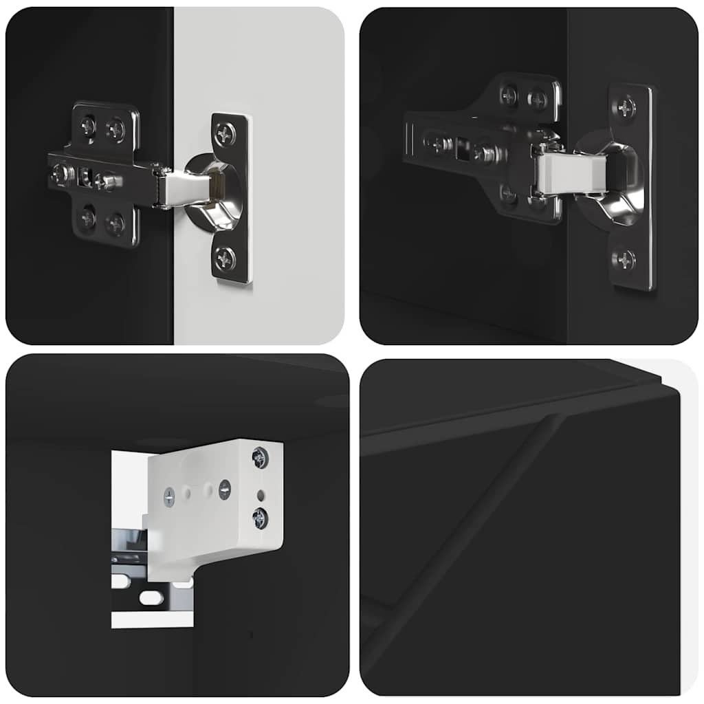 Badezimmermöbel Set mit Regal 4 pcs Schwarz 30 x 35 x 192 cm